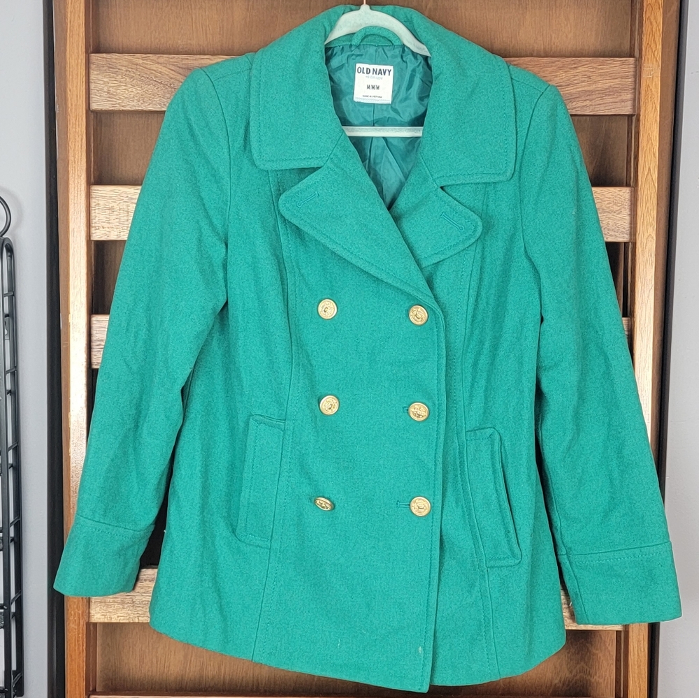 Old Navy Teal Double-Breasted Pea Coat size medium